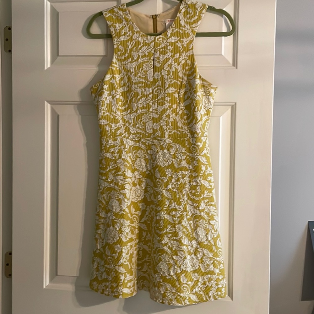 Esley mustard and white floral print dress